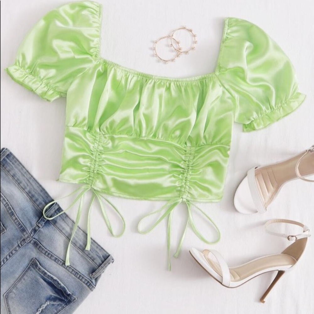 Shein Puffy Sleeve Satin Top